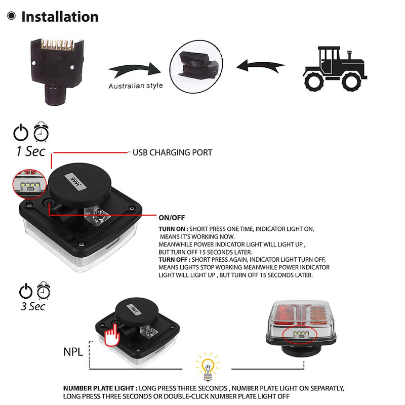 Magnetic Wireless LED Trailer Light Truck LED Lights Kit