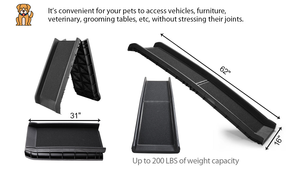 Dog ramp supporting large dog climbing up