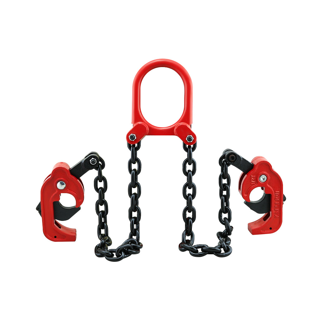 Spring-loaded latch on drum lifter trolley ensuring positive grip
