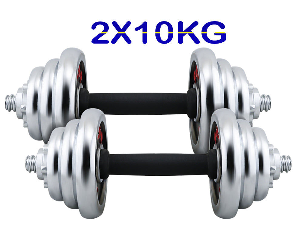 Adjustable dumbbell set 20kg handles with grip detail