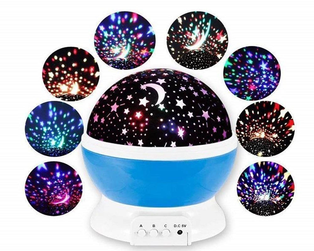 Blue starry sky night light LED projector powered by USB cable