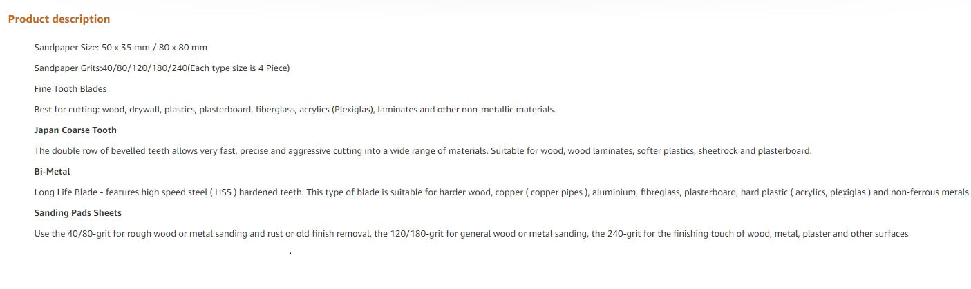 Multi tool oscillating saw blades arranged by tooth type and size