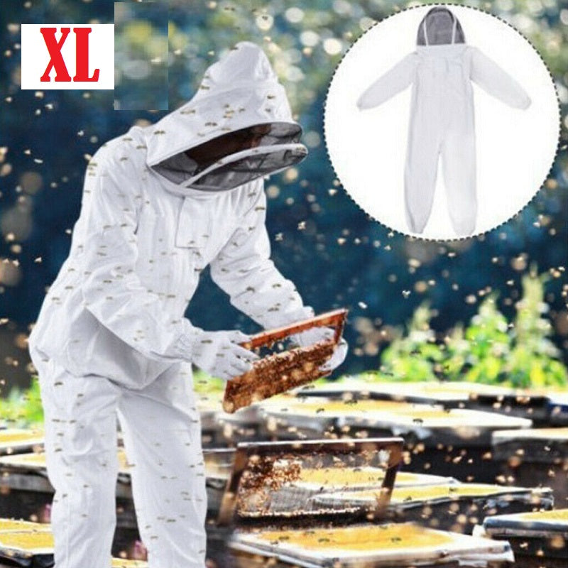 Full Body Beekeeping Suit Hooded Veil Bee Farm Clothing XL