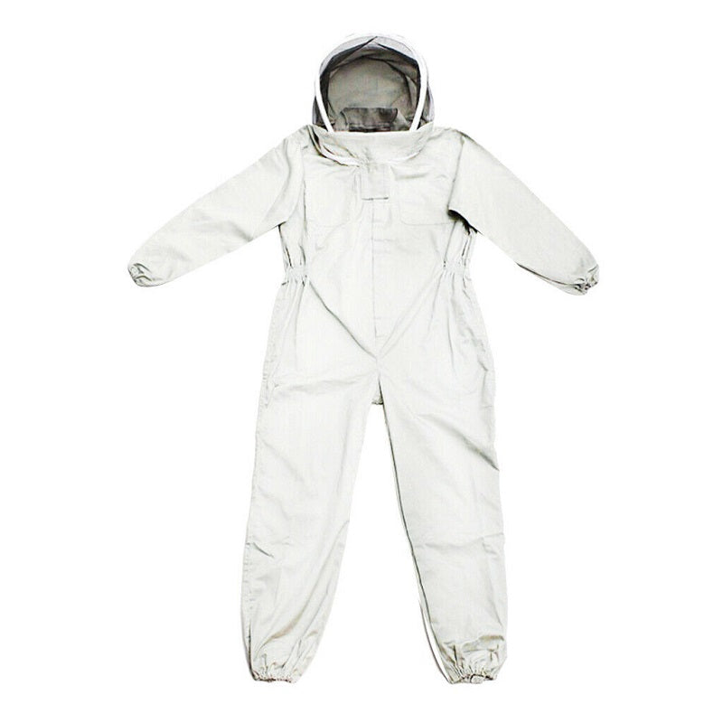 Beekeeping suit worn by tall person showing XXL size