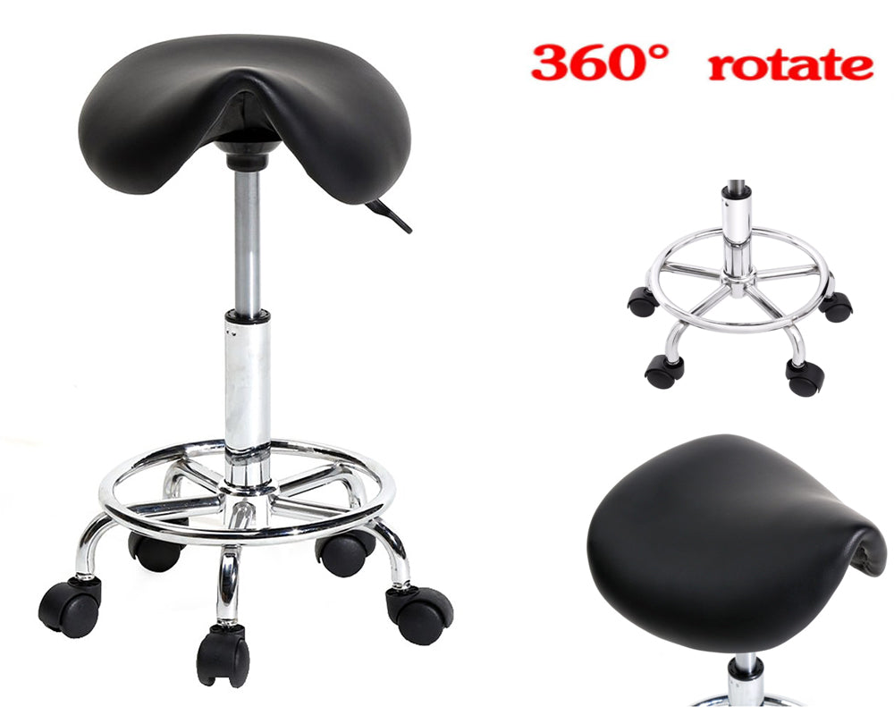 Saddle stool with padded PU leather seat and metal base