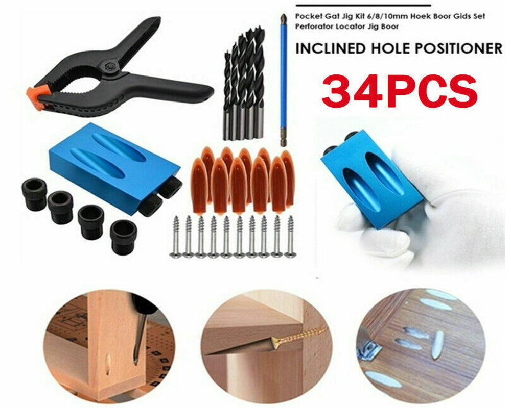 Pocket Hole Jig Kit Dowel Drill Joinery Screw Kit