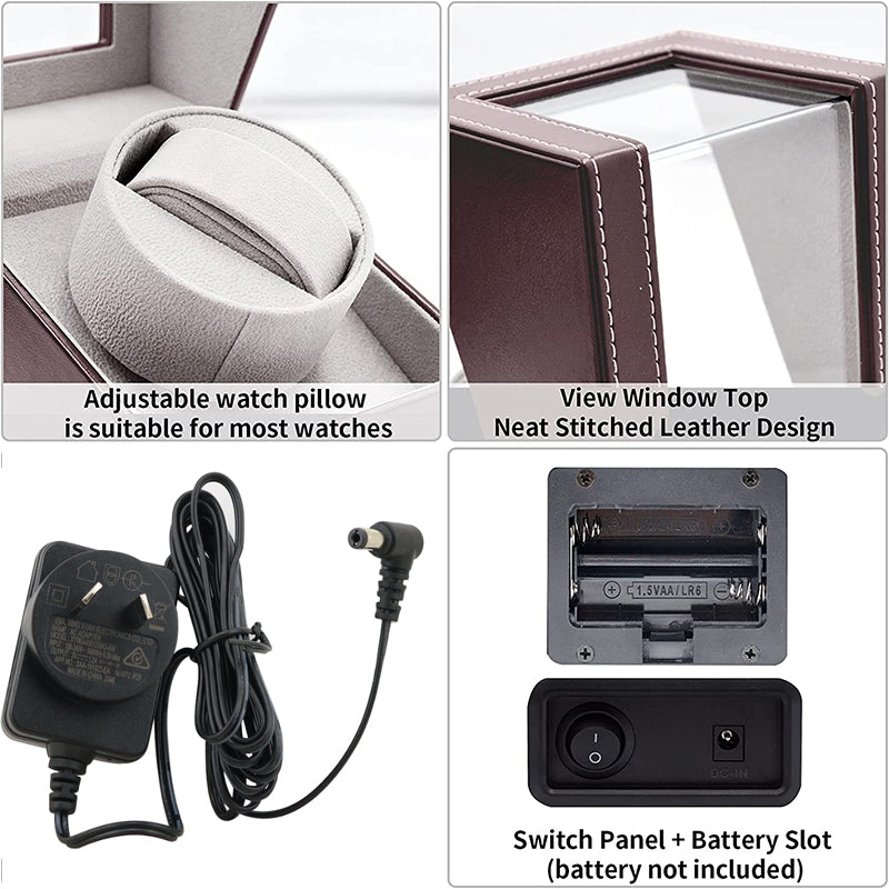 AC adapter port on automatic watch winder for home use