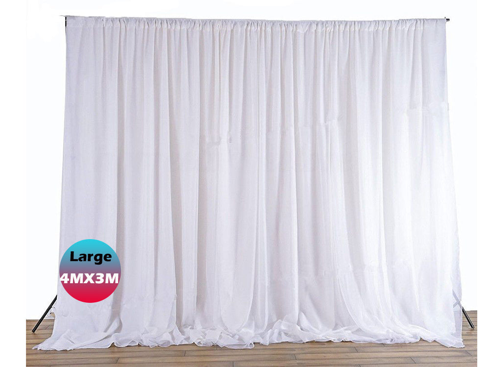 Ice silk cloth white curtain used as photo booth backdrop