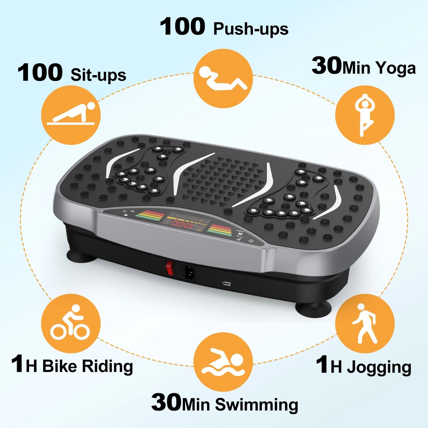 Vibration plate exercise machine showing non-slip platform detail