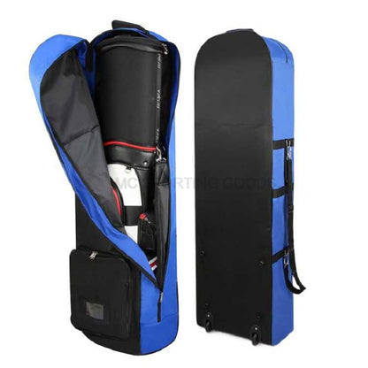 Handle and pulley system on golf travel bag for smooth rolling