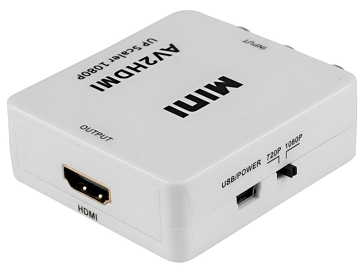 Close-up of RCA yellow video input on AV to HDMI converter