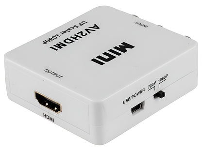 Close-up of RCA yellow video input on AV to HDMI converter