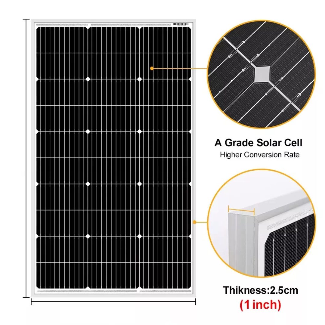 150W solar panel installed on shed for off-grid power
