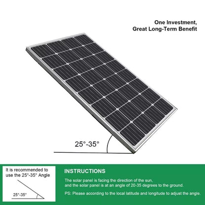 280W solar panel angled to capture sunlight outdoors
