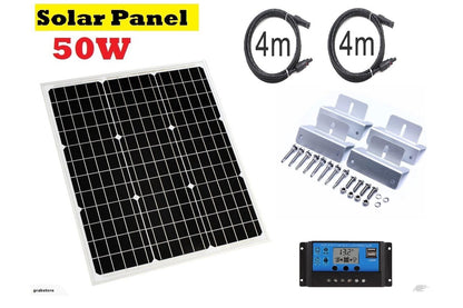 Close up of solar panel 50W mono crystalline cells and glass