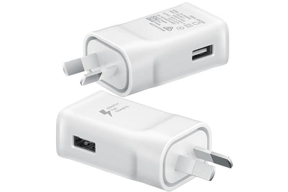 Side angle of fast charger for Samsung phones in black