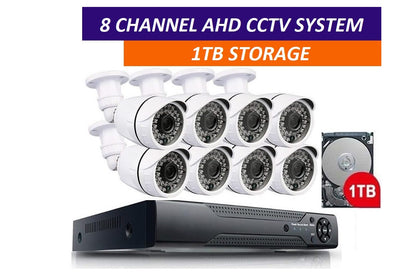 Side angle of security camera system 8 camera with night vision LEDs