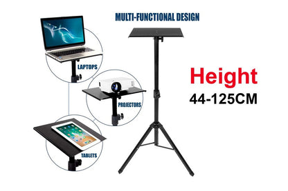 Adjustable height laptop stand projector stand in black steel