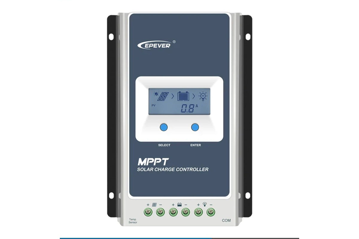 Side angle of MPPT solar controller 30A with ventilation slots