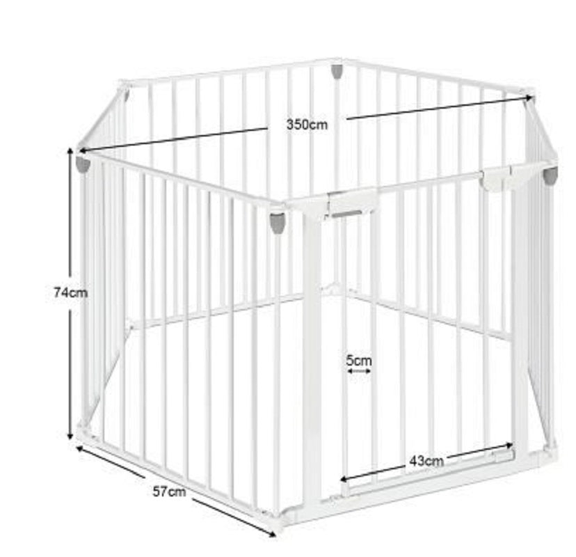 Baby safety gate fireplace barrier with nylon and metal materials