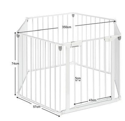 Baby safety gate fireplace barrier with nylon and metal materials