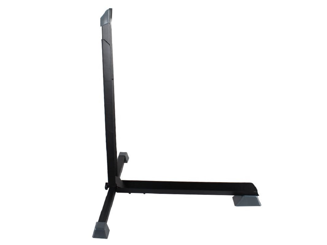 Bike stand holding a mountain bike upright indoors