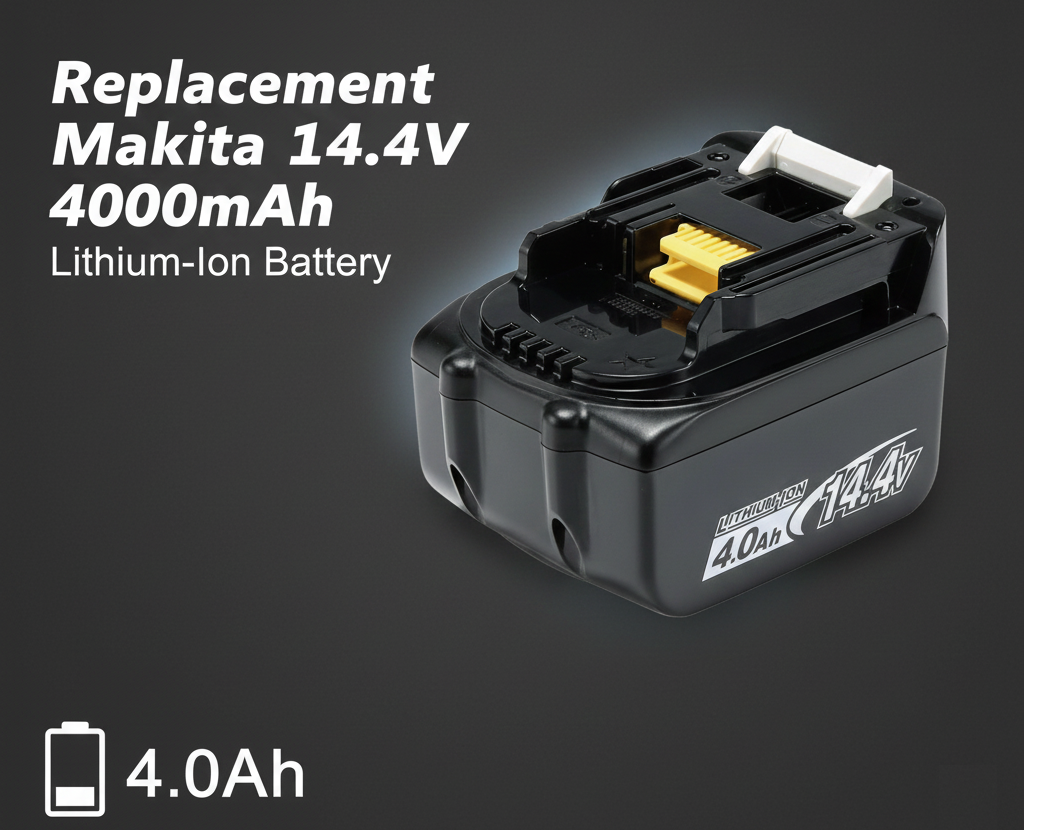 Makita Battery 144V 4AH with label showing voltage and capacity