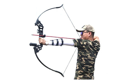 Archery bow with arrows ergonomic handle grip in black