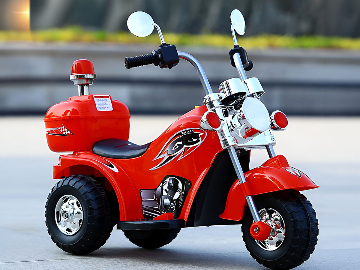 Rear view of kids ride on bike with visible reverse gear