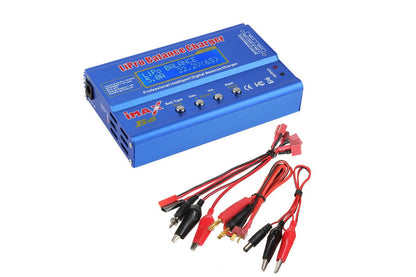 Side angle of digital RC balance charger showing compact size