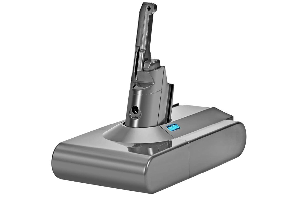 Side view of Dyson V8 battery replacement in black casing