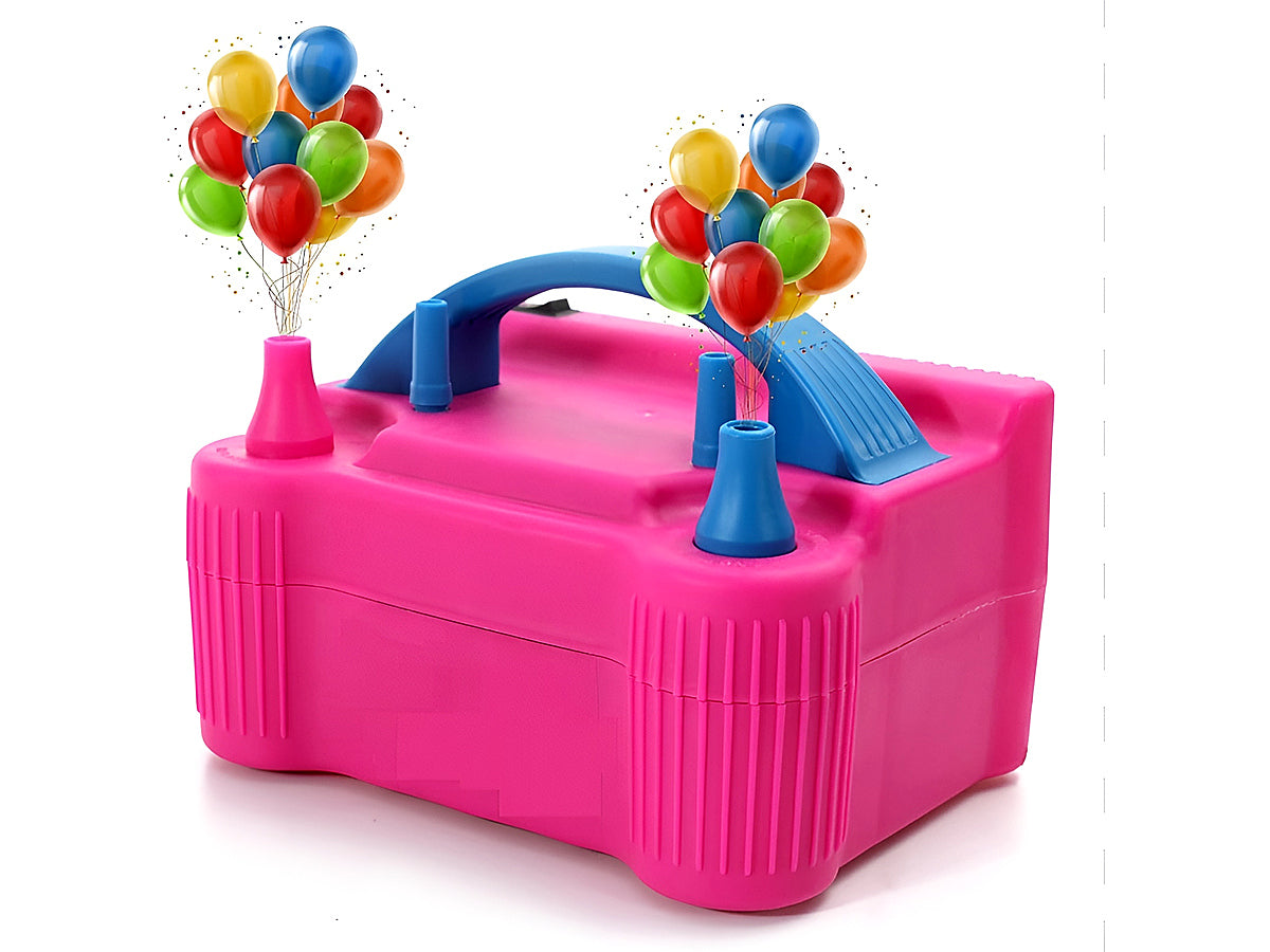 Close up of electric balloon pump dual nozzles for fast inflation