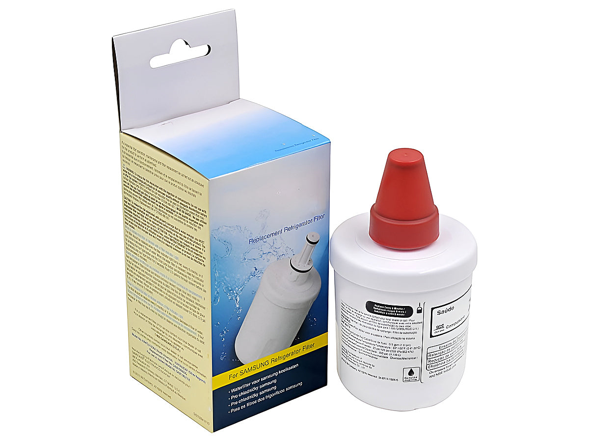 Side angle of Samsung fridge water filter replacement cartridge