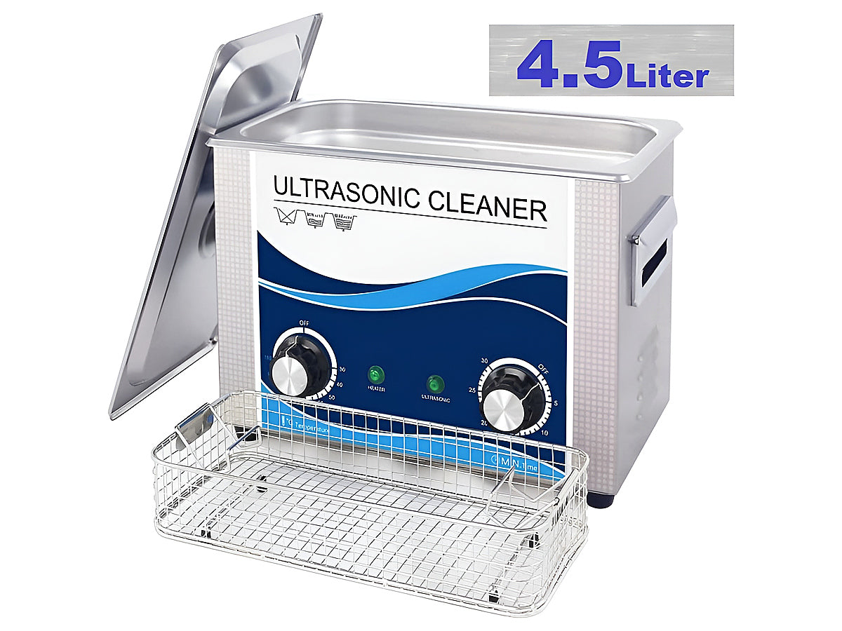 Top view of heated ultrasonic cleaner 45L with cleaning basket