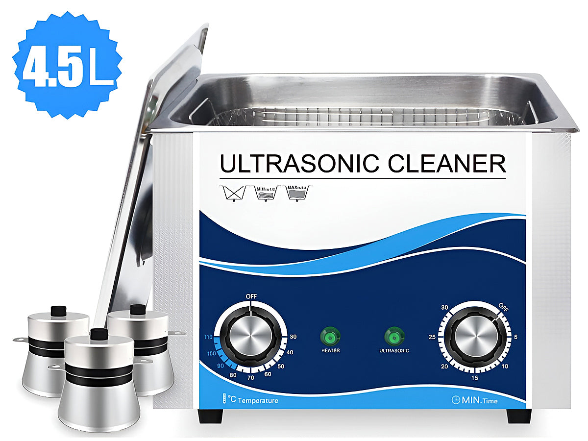 Side angle of heated ultrasonic cleaner 45L with control panel