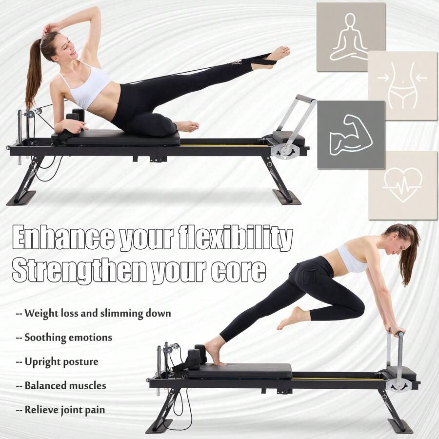 Foldable Pilates Reformer Machine With Headrest