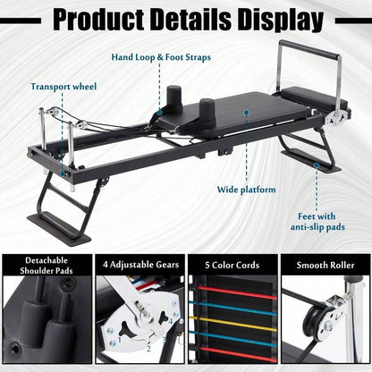 Foldable Pilates Reformer Machine With Headrest