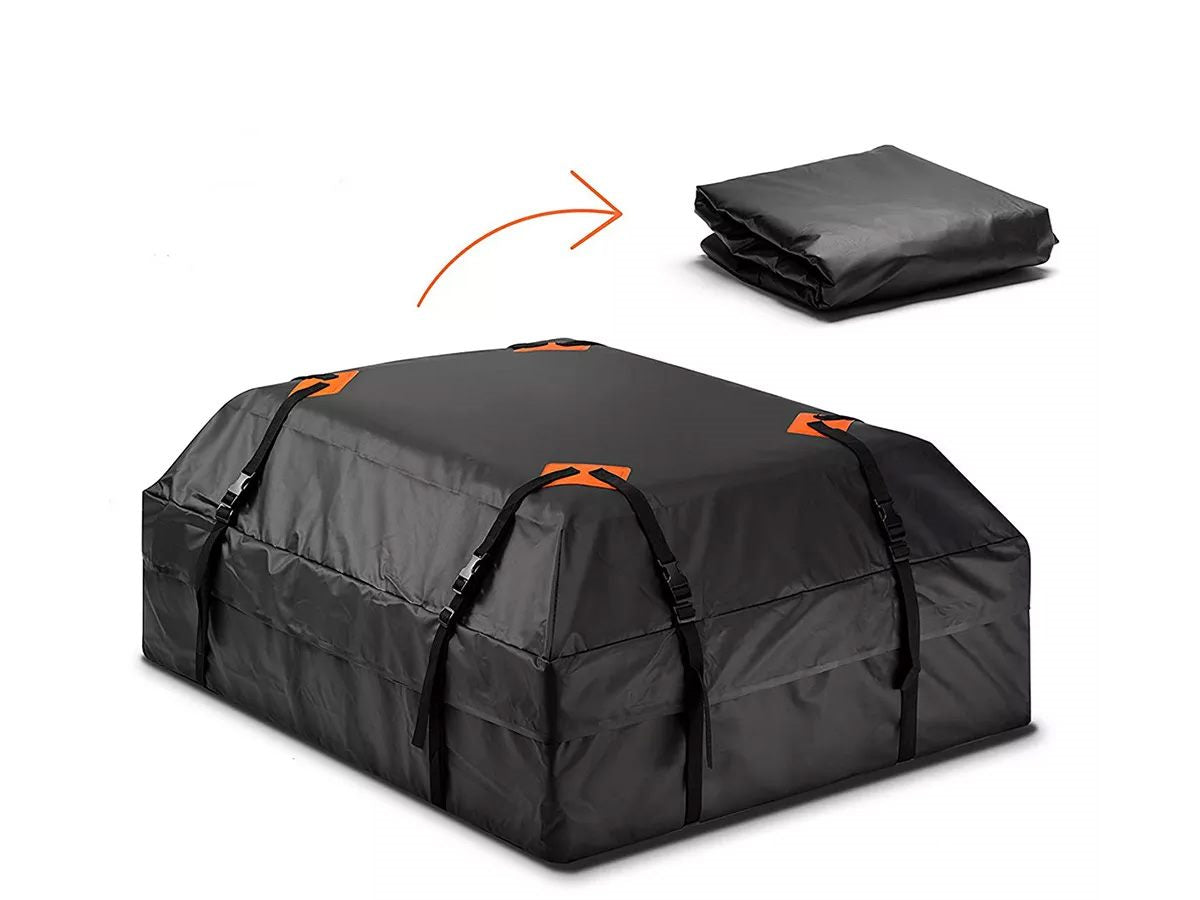 Open car roof bag cargo bag showing large 425L capacity
