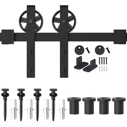 Barn door hardware 23M rail in black powder coat finish