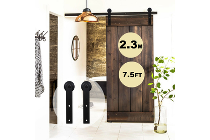 Side view of barn door hardware showing 23 metre track length