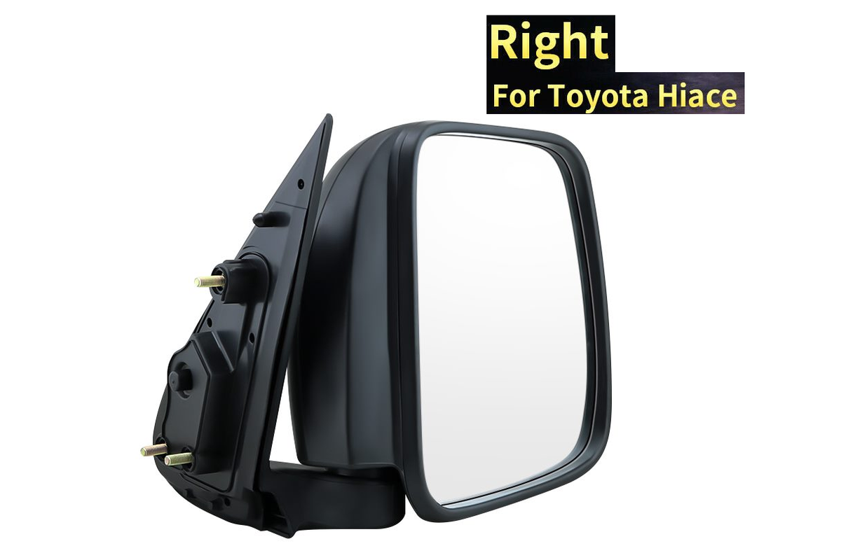 Side view of Toyota Hiace right mirror with mounting bracket
