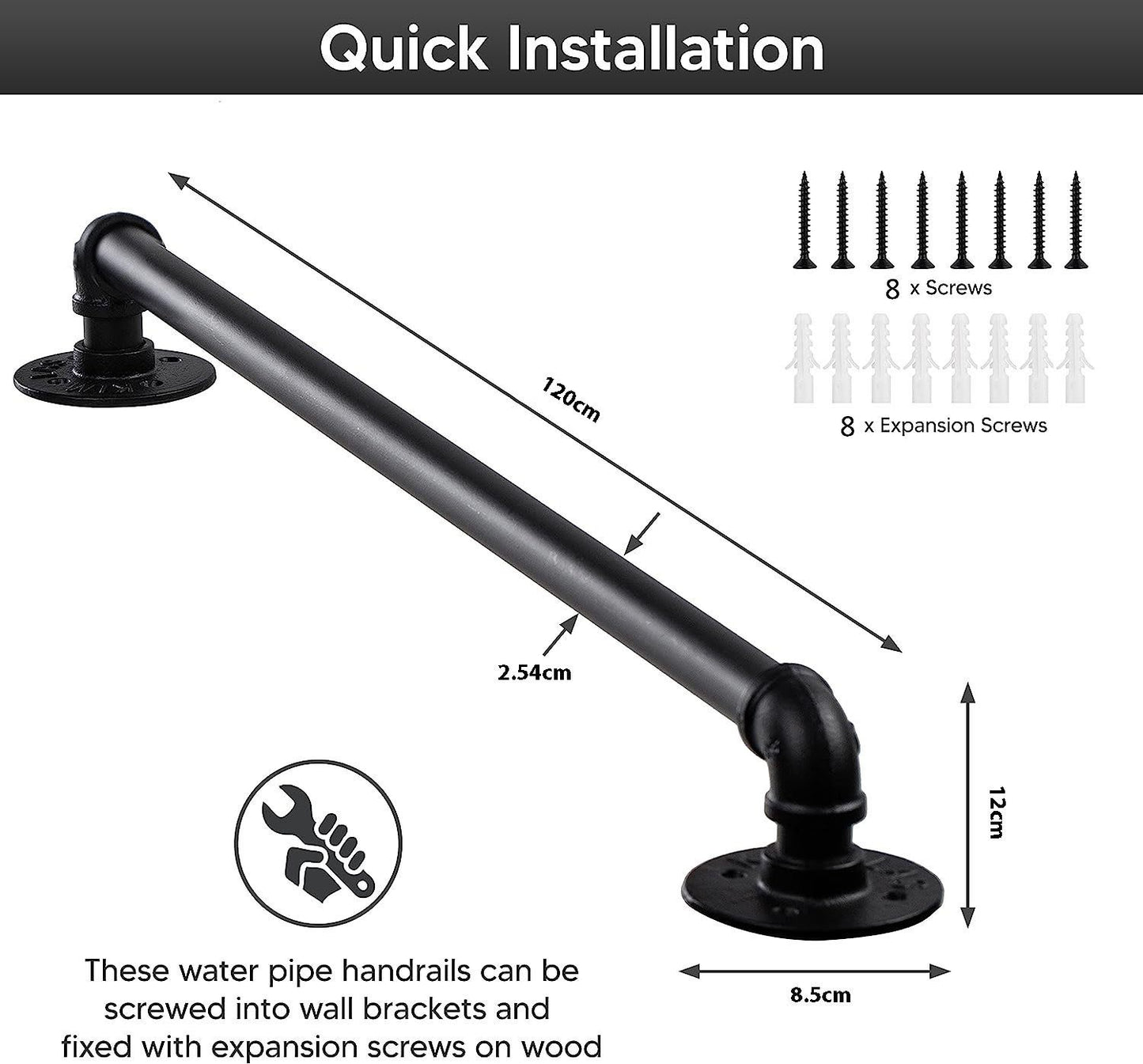 Industrial pipe handrail used as bar counter foot rail