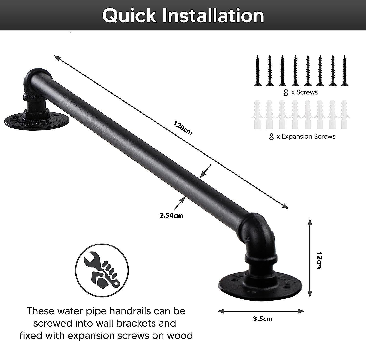 Industrial pipe handrail used as bar counter foot rail