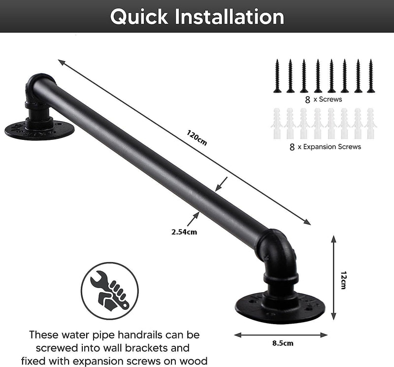 Industrial Pipe Stair Handrail 120CM