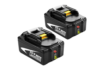 Side angle of Makita 18V replacement battery in black casing