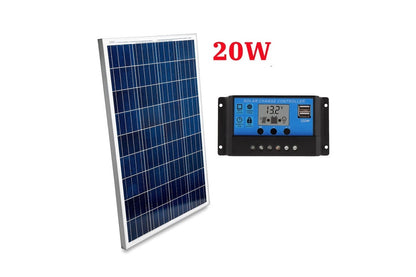 Side angle of 20W solar panel with aluminium frame