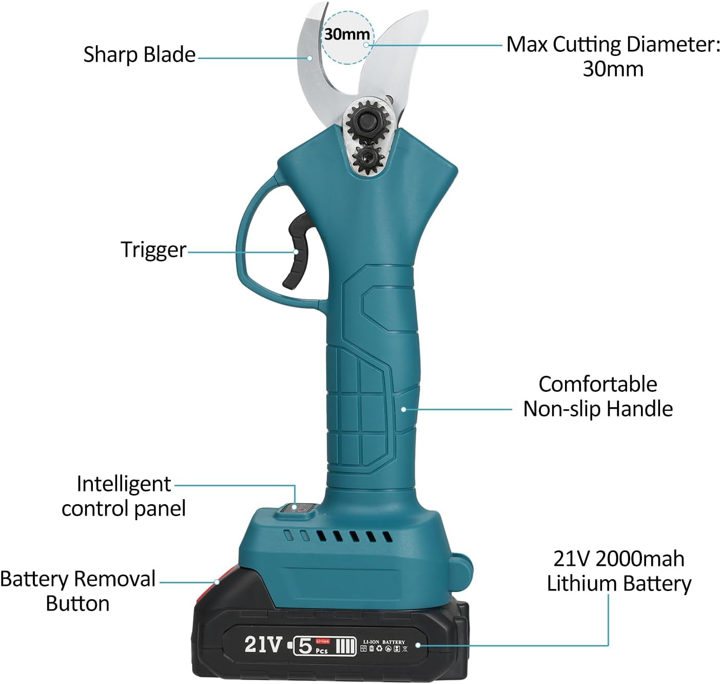 Cordless Electric Branch Scissors 30mm Pruning Shear Cutter