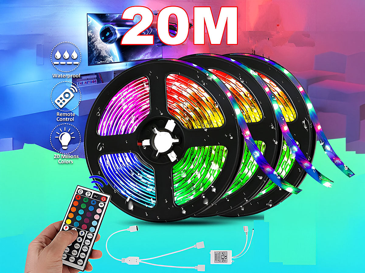 Flexible ribbon LED strip light RGB curved around corner
