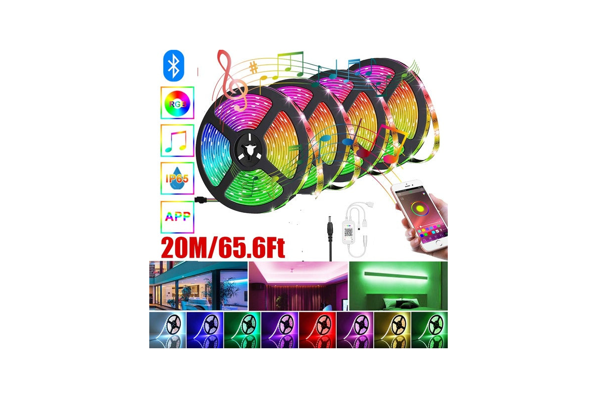 Waterproof LED strip light 20M with white base