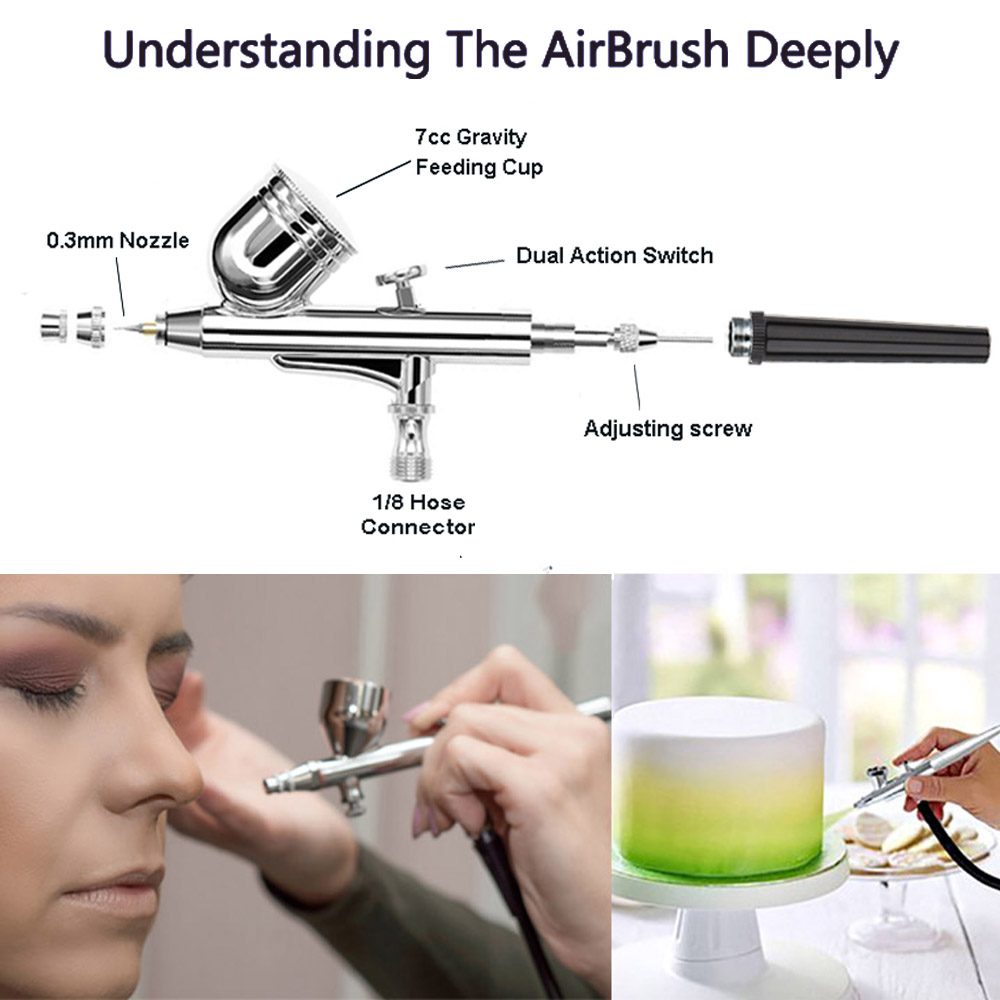 Air brush compressor delivering skincare spray for beauty use